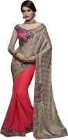 Desi Butik Self Design Fashion Cotton Blend Saree(Brown)