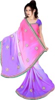 Shree Rajlaxmi Sarees Embroidered Fashion Chiffon Saree(Purple, Pink)