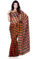 JTInternational Checkered Fashion Art Silk Saree(Multicolor)
