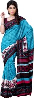 JTInternational Printed, Checkered Chanderi Handloom Cotton Blend Saree(Multicolor)