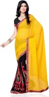 JTInternational Self Design Bollywood Handloom Poly Georgette Saree(Multicolor)