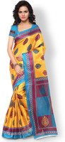 Ajamukhi Printed Fashion Silk Saree(Multicolor) RS.525.00