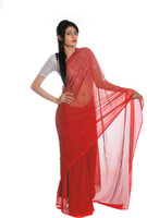 Aaradhya Fashion Printed Leheria Handloom Poly Georgette Saree(Red) Aaradhya Fashion Printed Leheria Handloom Poly Georgette Saree(Red)