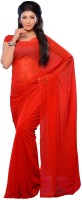 JTInternational Solid Fashion Cotton Blend Saree(Red)