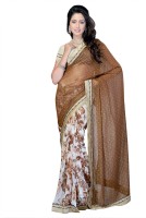 Suvastram Printed Fashion Chiffon Saree(Brown)