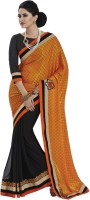Desi Butik Self Design Fashion Cotton Blend Saree(Orange)