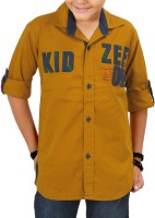 Kidzee Boys Solid Casual Brown Shirt