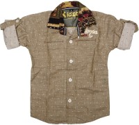 Kidzee Boys Self Design Casual Brown Shirt