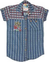Kidzee Boys Self Design Casual Maroon Shirt