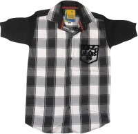 Kidzee Boys Self Design Casual Black Shirt
