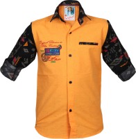 Kidzee Boys Self Design Casual Orange Shirt