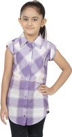 Eves Pret A Porter Girls Checkered Casual White, Purple Shirt Eves Pret A Porter Girls Checkered Casual White, Purple Shirt
