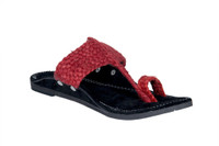 Panahi Red Jute Velvet Slip On Kolhapuris Casuals For Men(Red) Panahi Red Jute Velvet Slip On Kolhapuris Casuals For Men(Red)