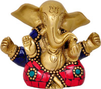 Aesthetic Decors Appu Ganesh W Stone Work Showpiece  -  7.6 cm(Brass, Multicolor) RS.1158.00