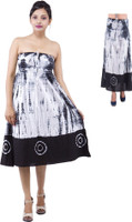 Indi Bargain Women A-line White, Blue Dress Indi Bargain Women A-line White, Blue Dress