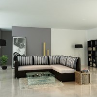 Urban Living Orlando Fabric 4 Seater Sectional(Finish Color - Black & Grey) (Urban Living) Maharashtra Buy Online