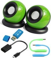 Anweshas 5 in 1 Combo of Mini Speakers for Tablet, PC, Desktop, MP3, MP4, Laptop With Card Reader, Otg Cable and Two set of Usb Led Combo Set(Multicolour)   Laptop Accessories  (Anweshas)