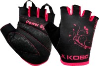 Kobo Ladies Exercise Weight Lifting Grippy Hand Protector Padded WTG Gym & Fitness Gloves (L, Black, Pink)