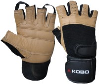 Kobo Training with Wrist Support Gym & Fitness Gloves (M, Black, Brown)
