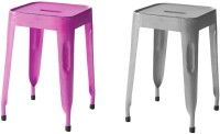 View The Attic Outdoor & Cafeteria Stool(Grey, Purple) Furniture (The Attic)