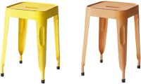 View The Attic Outdoor & Cafeteria Stool(Brown, Yellow) Furniture (The Attic)