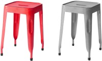 View The Attic Outdoor & Cafeteria Stool(Grey, Red) Furniture (The Attic)