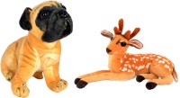 Alexus Deer And Pug Dog  - 32 cm(Multicolor)