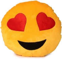 Deals India Yellow Heart Eyes Smiley Cushion  - 35 cm(Yellow)