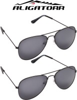 Aligatorr Aviator Sunglasses(For Men & Women, Black)