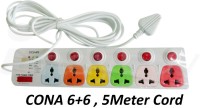 Cona Viva 6+6 5mtr Cord 6 Socket Surge Protector(Multicolor)   Laptop Accessories  (Cona)