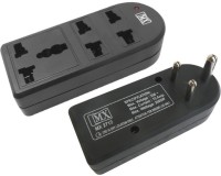 MX 3 Pin Universal Travel Adaptor- 2712 3 Socket Surge Protector(Black)   Laptop Accessories  (MX)