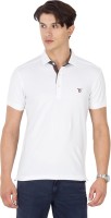 Mufti Solid Men Polo Neck White T-Shirt