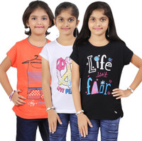 Bes-Tex Girls Printed T Shirt(Multicolor) RS.429.00
