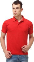 Lime Fashion Solid Men Polo Neck Red T-Shirt