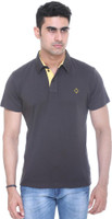 Colors & Blends Solid Men Polo Neck Grey T-Shirt