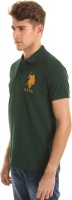 U.S. Polo Assn Solid Men Polo Neck Green T-Shirt
