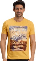 Fritzberg Printed Men Round Neck Yellow T-Shirt