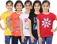 Bes-Tex Girls Printed T Shirt(Multicolor) RS.499.00
