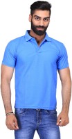 Ave Solid Men Polo Neck Light Blue T-Shirt