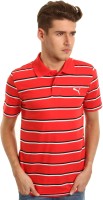 Puma Striped Men Polo Neck Red T-Shirt