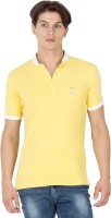Mufti Solid Men Henley Yellow T-Shirt