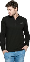 Mufti Solid Men Polo Neck Black T-Shirt