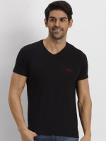 Fritzberg Solid Men V-neck Black T-Shirt