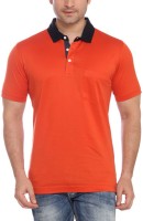 ColorPlus Solid Men Flap Collar Neck Orange T-Shirt