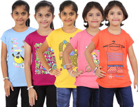 Bes-Tex Girls Printed T Shirt(Multicolor) RS.499.00