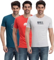 Fritzberg Printed Men Round Neck Multicolor T-Shirt(Pack of 3)