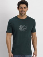Fritzberg Printed Men Round Neck Green T-Shirt