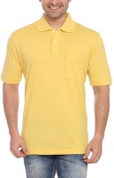 ColorPlus Solid Men Flap Collar Neck Yellow T-Shirt