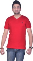 Colors & Blends Solid Men V-neck Red T-Shirt