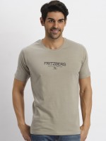 Fritzberg Printed Men Round Neck Beige T-Shirt